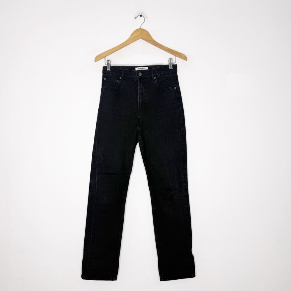 Reformation Black Mid Rise Straight Jeans Size 27 Sustainable Denim